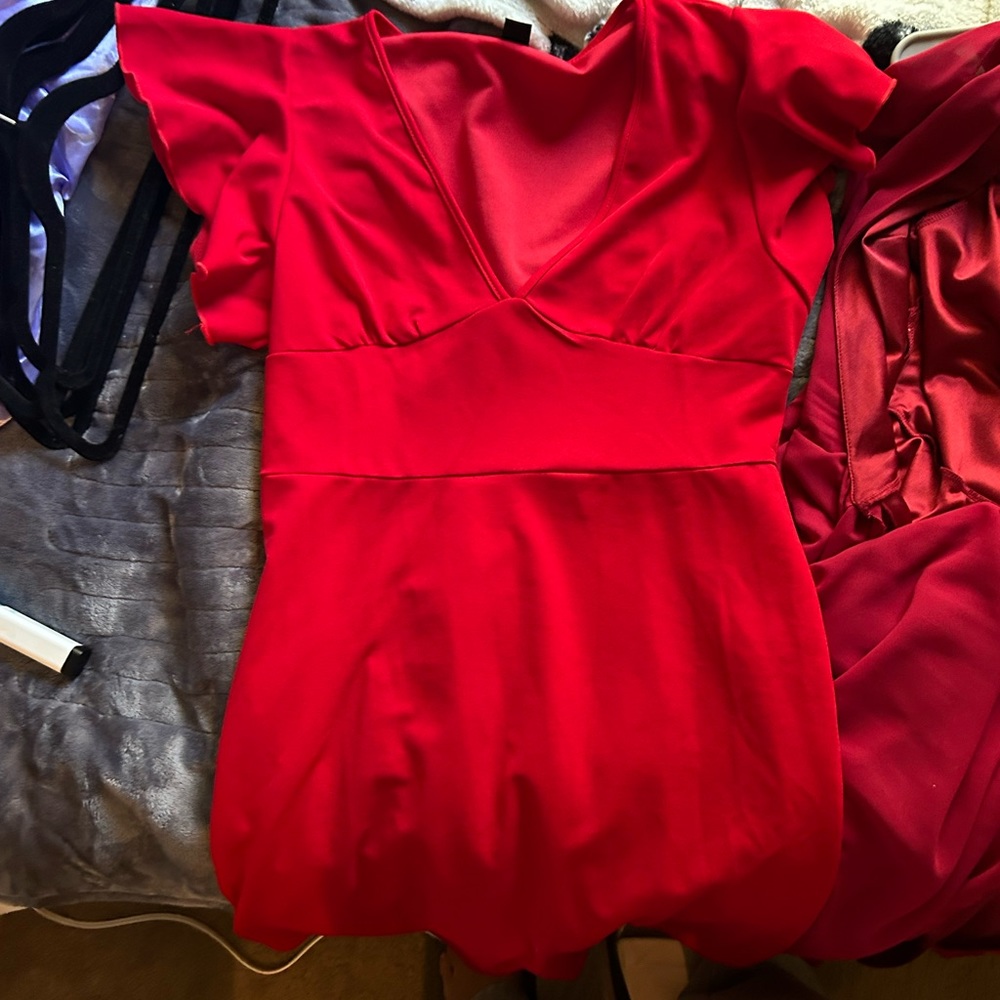 Women’s red dress with slight elastic chest band
